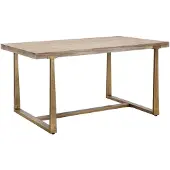 Mauro Ferretti Moderne salontafel, 150 x 90 x 78 cm, gemaakt van MDF en bruin-gouden metaal – Rechthoekig ontwerp met strakke lijnen – Stabiele constructie, zelfmontage vereist