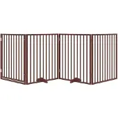 vidaXL Hondenhek met deur opvouwbaar 4 panelen bruin 320 cm populierenhout