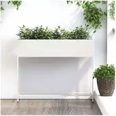 vidaXL Verhoogde plantenbak voor de tuin, wit, 100 x 26 x 82 cm, staal