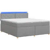 vidaXL Boxspringbed met matras, lichtgrijs, 180 x 200 cm, gestoffeerd