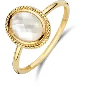 Blush 14 karaats geelgouden ring black mother of pearl