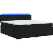 vidaXL Boxspringbed met matras, zwart, 200 x 200 cm, gestoffeerd