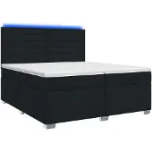 vidaXL Boxspringbed met matras, zwart, 200 x 200 cm, gestoffeerd