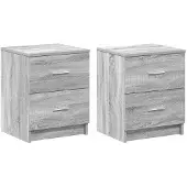 vidaXL Nachtkastjes 2 st met 2 lades 40x36x50 cm grijs sonoma eiken