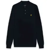 Lyle & Scott Merino Blend Poloshirt met Lange Mouwen - Marineblauw