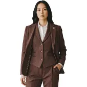 TruClothing Dames roestbruine visgraatwol tweed blazer vest 2-delig set - WS-1