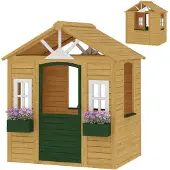 AIYAPLAY Kinderspeelhuis-Dennenhout-134,5L x 97B x 150H cm-Bruin