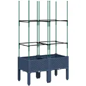 vidaXL Plantenbak met latwerk 80x40x142,5 cm polypropeen blauwgrijs