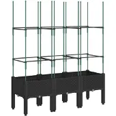 vidaXL Plantenbak met latwerk 120x40x142,5 cm polypropeen zwart