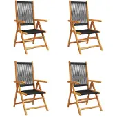 vidaXL 4-delige set verstelbare klapstoelen van zwart massief hout (akazie)