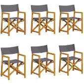 vidaXL 6-delige set inklapbare stoelen, donkergrijze stof