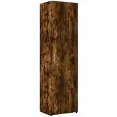 vidaXL - Hoge - kast - 50x42,5x185 - cm - bewerkt - hout - gerookt - eikenkleurig