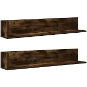 vidaXL Wandschappen 2 st 100x16,5x16,5 cm bewerkt hout gerookt eiken