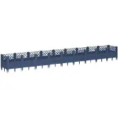 vidaXL Plantenbak met pinnen 363,5x43,5x43,5 cm polypropeen blauwgrijs