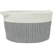 vidaXL Opbergmand Ø 40x25 cm katoen grijs en wit