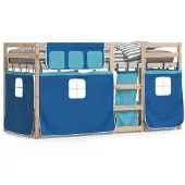 vidaXL Stapelbed met gordijnen 80x200 cm massief grenenhout blauw