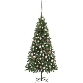 vidaXL Kunstkerstboom met verlichting kerstballen dennenappels 180 cm