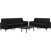 vidaXL 2-delige Loungeset met kussens fluweel zwart