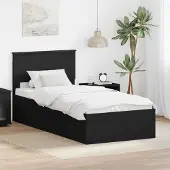 vidaXL Bedframe met hoofdeinde Zwart 90 x 190 cm Bewerkt hout
