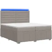 vidaXL LED boxspringbed met matras, taupe, 200 x 200 cm, gestoffeerd