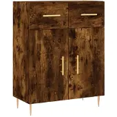 vidaXL Hoge kast 69,5x34x180 cm bewerkt hout gerookt eikenkleurig