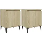 vidaXL Nachtkastjes met metalen poten 40x30x50 cm sonoma eikenkleurig