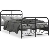 vidaXL Bedframe met hoofdeinde en voeteneinde, zwart metaal, 120x190 cm