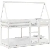 vidaXL Etagebed met dak, wit, 80x200 cm, massief grenenhout