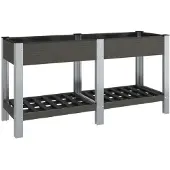 vidaXL Plantenbak verhoogd met schap 150x50x75 cm HKC grijs