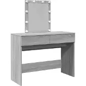 vidaXL Schminktafel met LED-verlichting, grijs Sonoma, 100x40x130 cm