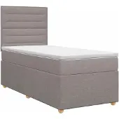 vidaXL Boxspringbed met matras met hoofdeinde Taupe 90 x 200 cm Stof