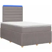vidaXL LED boxspringbed met matras, taupe, 120 x 190 cm, gestoffeerd