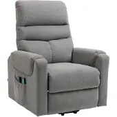 HOMCOM TV-stoel, fauteuil met opstahulp, massagefunctie, verwarming, donkergrijs