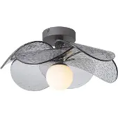 QAZQA Design plafondlamp zilver met geribbeld smoke glas - Kemner