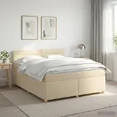 vidaXL Boxspringbed met matras Crèmekleurig 160 x 200 cm Stof