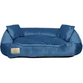 AIO Factory Hondenbed, looprek, 75 x 65 cm, blauwe fluweel