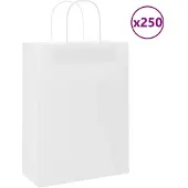 vidaXL Papieren zakken 250 st met hengsels 26x12x35 cm wit