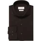 Profuomo Japanese Knitted Slim Fit Jersey overhemd bruin, Effen