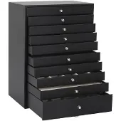 vidaXL Sieradendoos 10-laags met horlogehouders zwart 29x20,5x40,5 cm