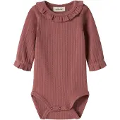 Lil´ Atelier BABY gebreide romper met ruches - oudroze Meisjes Katoen Ronde hals - maat 56