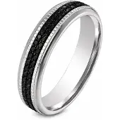 Cilla Jewels Zilverkleurige Damesring 6mm met Zwarte Zirkonia - 16mm
