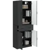 vidaXL Kast Set 2 st Zwart Bewerkt hout