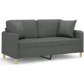 vidaXL Tweezitsbank met sierkussens 140 cm stof donkergrijs