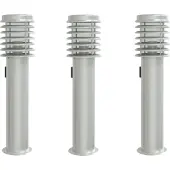 vidaXL Wegverlichting met stopcontact, 3 stuks, zilverkleurig, 60 cm, roestvrij staal