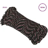 vidaXL Multifunctioneel touw 4 mm 100 m Zwart en Rood PP