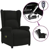 vidaXL - Wingback - elektrische - massage - relaxstoel - Zwart - Stof