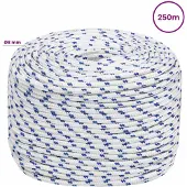 vidaXL Multifunctioneel touw 8 mm 250 m Wit en Blauw PP