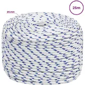 vidaXL Multifunctioneel touw 6 mm 25 m Wit en Blauw PP