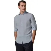 Profuomo Overhemd lichtblauw cutaway boord Slim Fit linnen