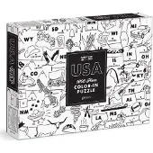 Galison 1000 Piece Puzzle: Maptote USA Colour-in